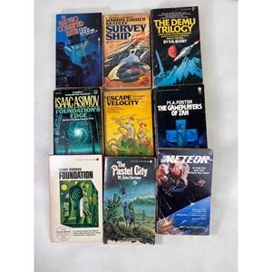 9 Vintage Sci-Fi Books ‎ Asimov, Busby, Bradley, Foster Futuristic Most from 90s